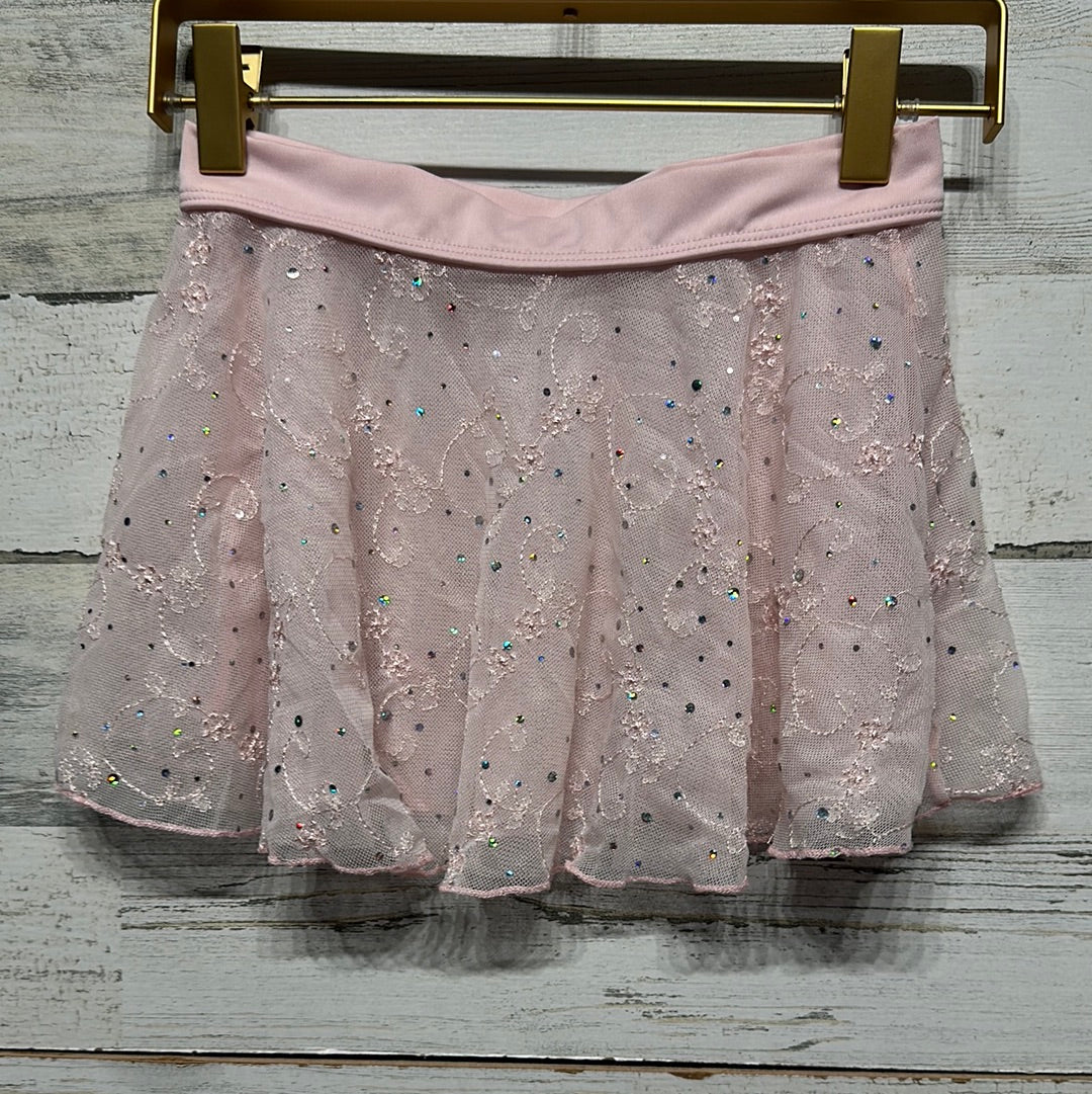 Girls Size Small (6-8) Light Pink Rhinestone Ballet Skirt - Good Used Condition