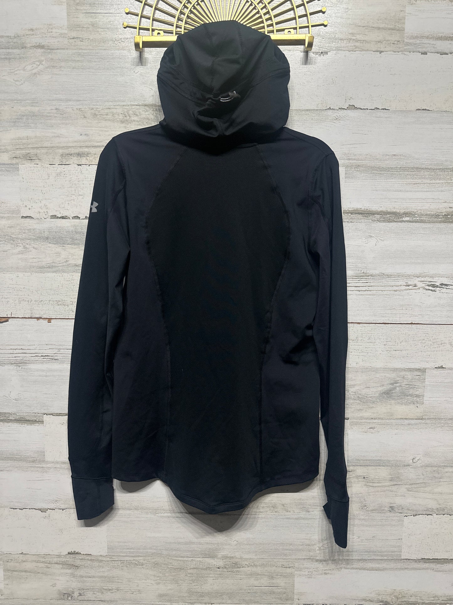 Women's Size Large Under Armour Run Fitted COLDGEAR Black Hoodie with Face Mask - Very Good Used Condition