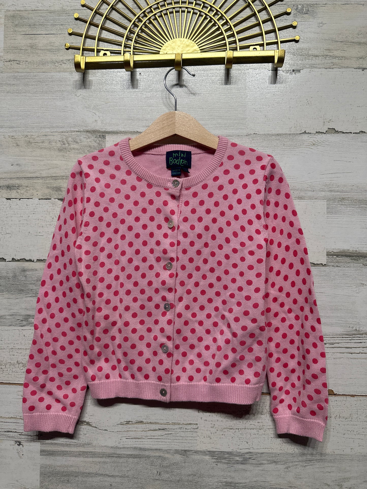 Mini Boden Cotton Pink Polka Dot Cardigan - Girls Size 5-6 - Very Good Used Condition