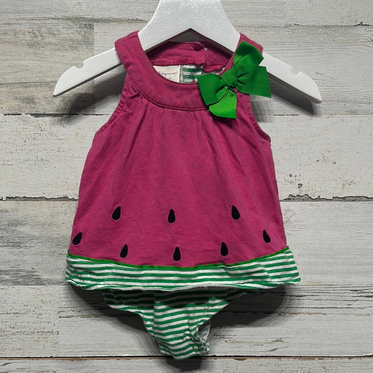 Girls Size 6-9m First Impressions Watermelon Onesie Dress - Good Used Condition