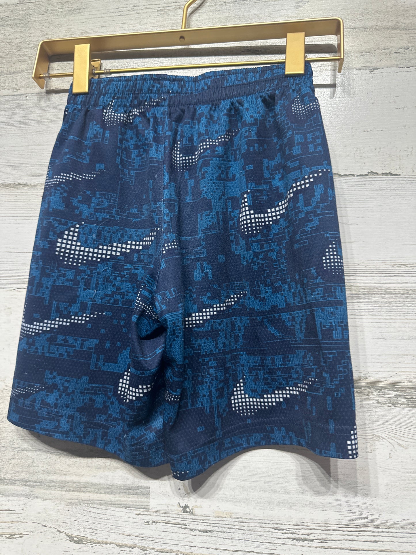 Boys Preowned Size 7 (Fits 6-7 years) Navy Check Printed Active Shorts - Very Good Used Condition