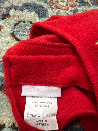 Fleece Holiday Embroidered Dress Bonnie Baby 18m VGUC