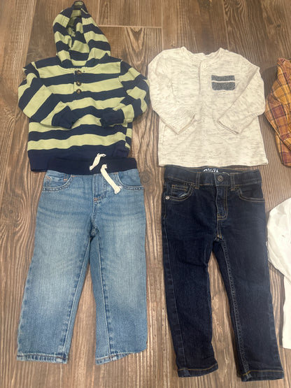 Boys Preowned Size 2t Long Sleeve Clothing Lot (6 Pieces) - Very Good Used Condition