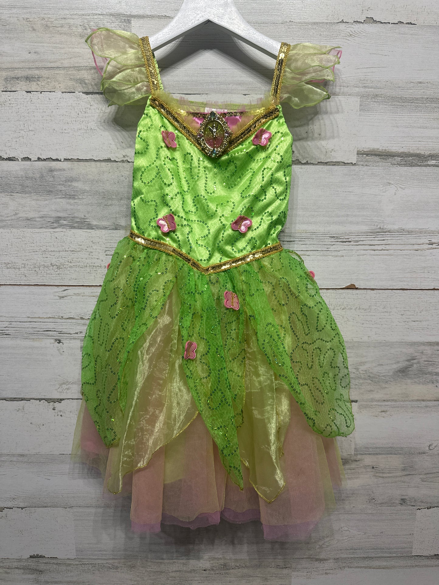Girls Size 5-6 Years Disney Tinkerbell Dress - Very Good Used Condition