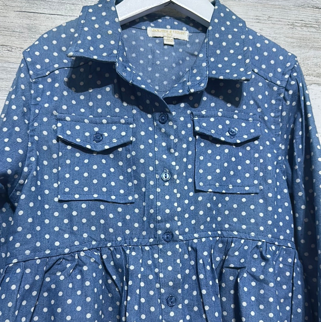 Girls Size Medium Chelsea and Violet polka dot shirt  - good used condition