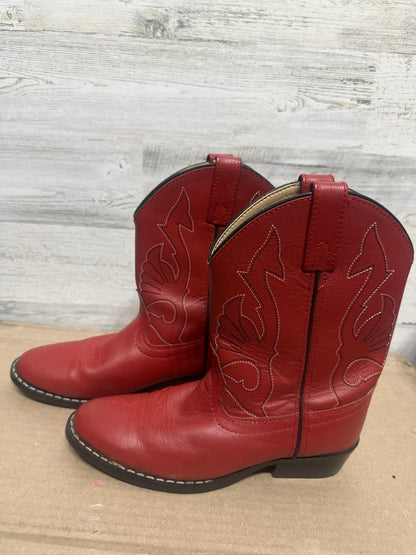 Masterson Boot Company Kids Size 3 Red Leather Cowboy Boots Western Rodeo GUC