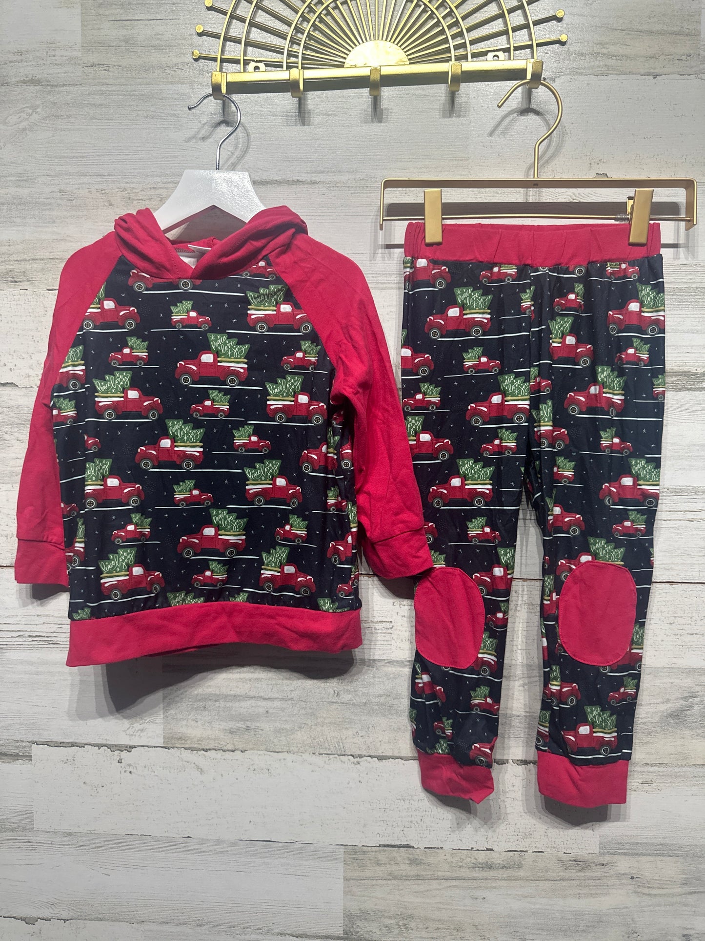 Boys Size 3t Holiday Little Red Truck Outfit Set  - Very Good Used Condition