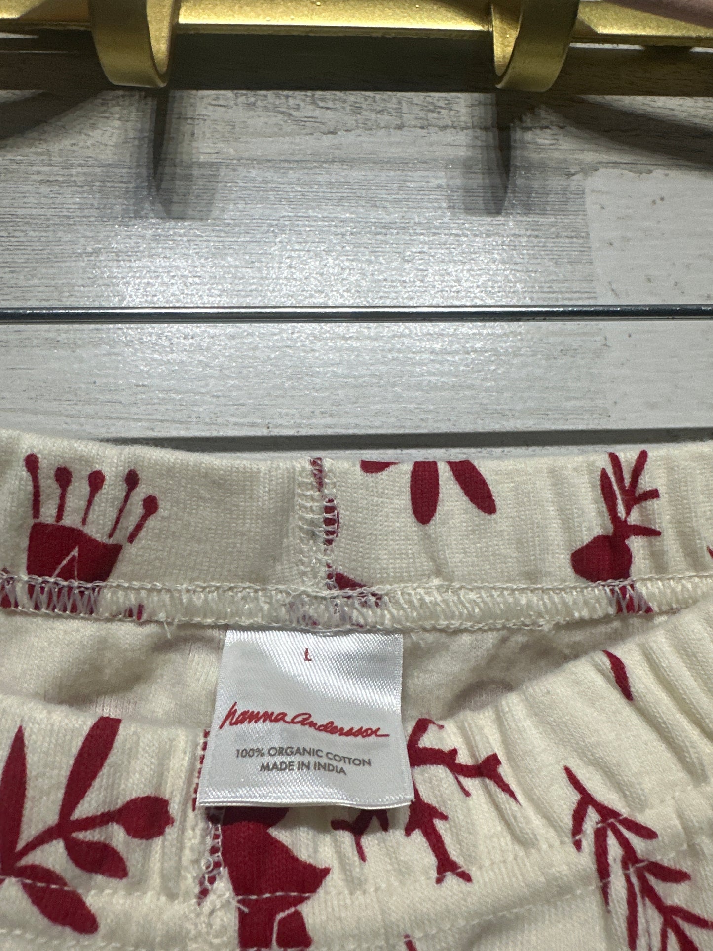 Hanna Andersson Organic Cotton Holiday Pajama Set Adult Size Large VGUC