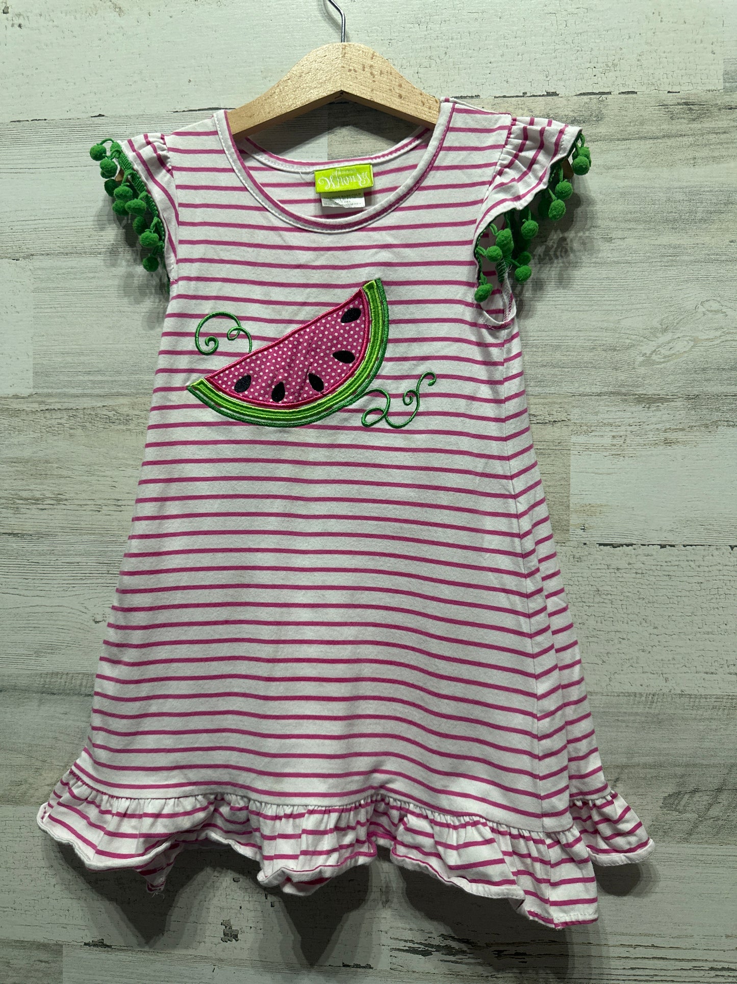 Girls Size 3t Classic Whimsy Watermelon Appliqué Dress - Good Used Condition