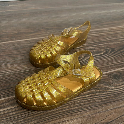 Girls 3 youth Mini Melissa gold sandals - very good used condition