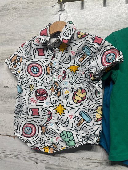 Boys Fits Like 4t Shirt Lot - Kickee, Marvel, Tommy Hilfiger - Very Good Used Condition