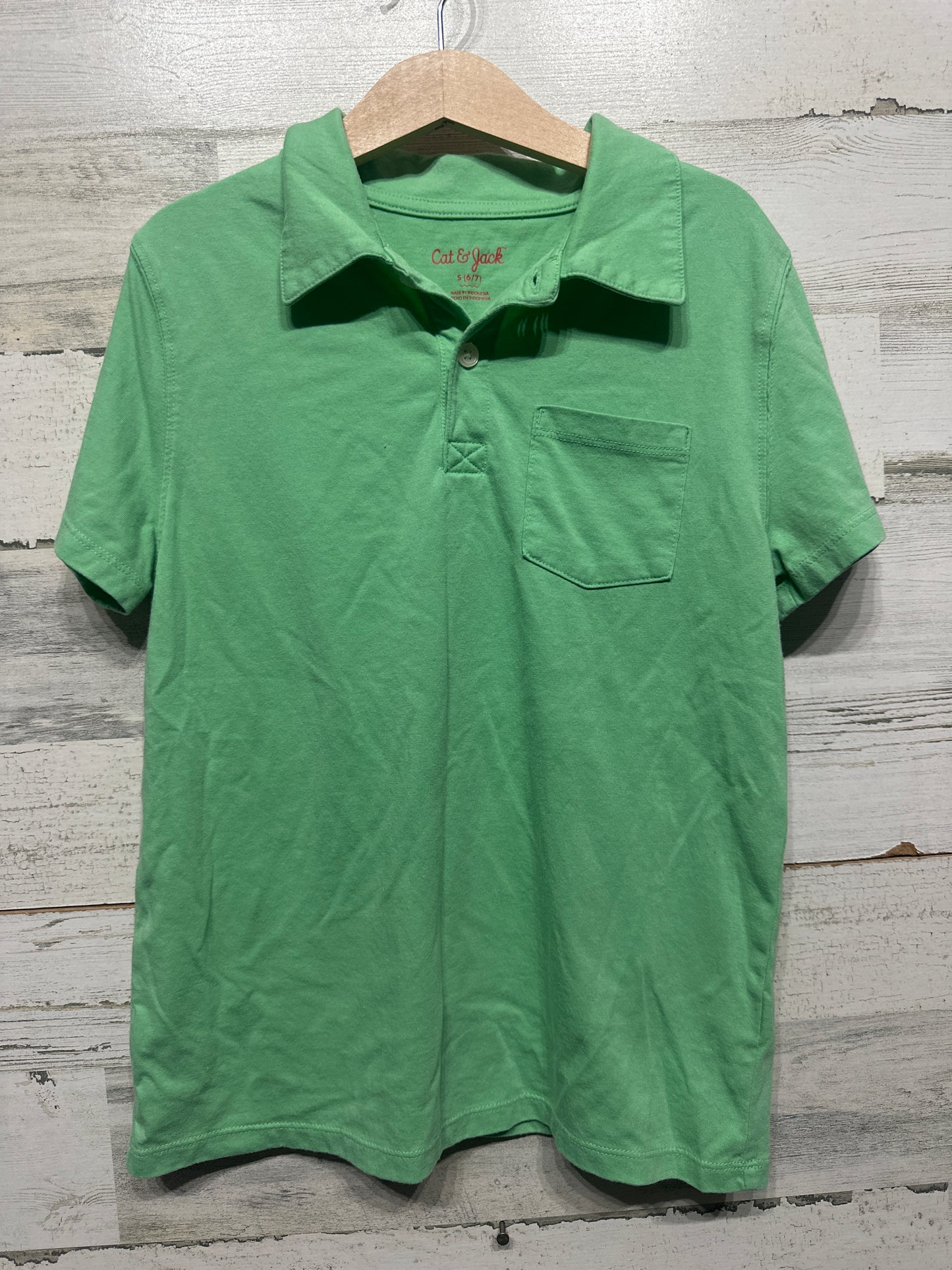Boys Size 6/7 Small Cat and Jack Green Polo Shirt - Very Good Used Condition