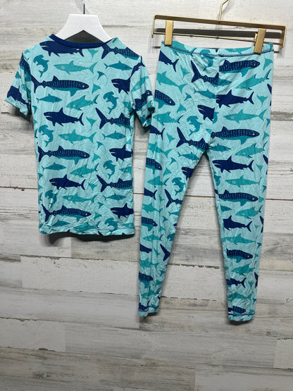 Boys Size 8 Kickee Pants Bamboo Shark Fitted Pajama Set  - Very Good Used Condition