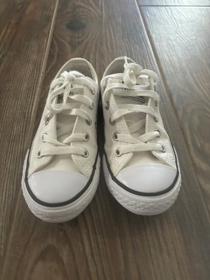 Size 12 Little Kid Converse White Leather - Good Used Condition