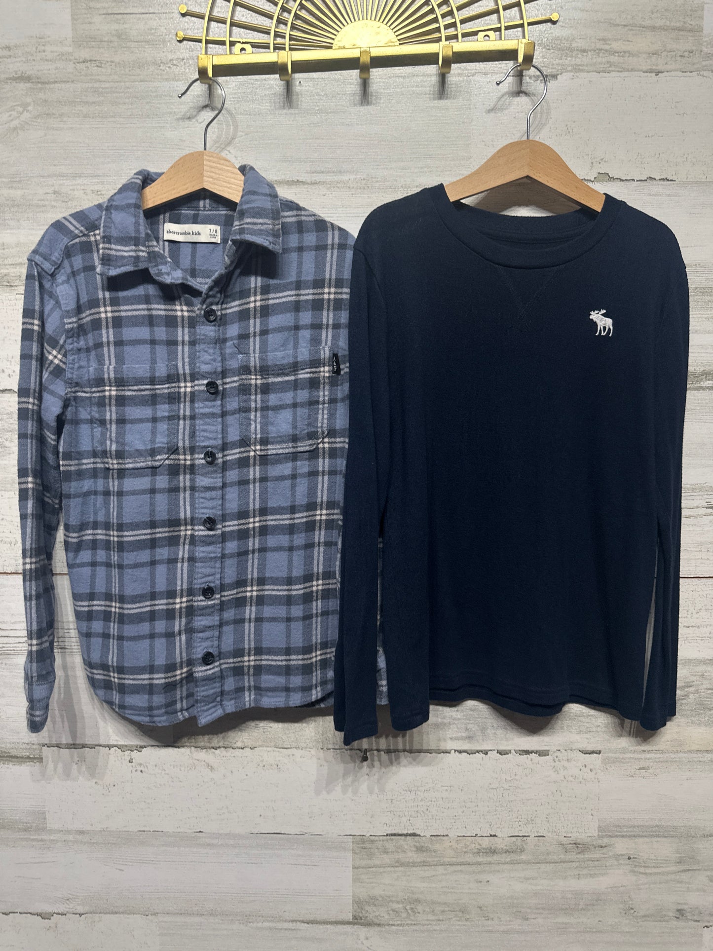 Boys Size 7/8 Abercrombie Kids Long Sleeve Shirts (2 Pieces) - Good Used Condition