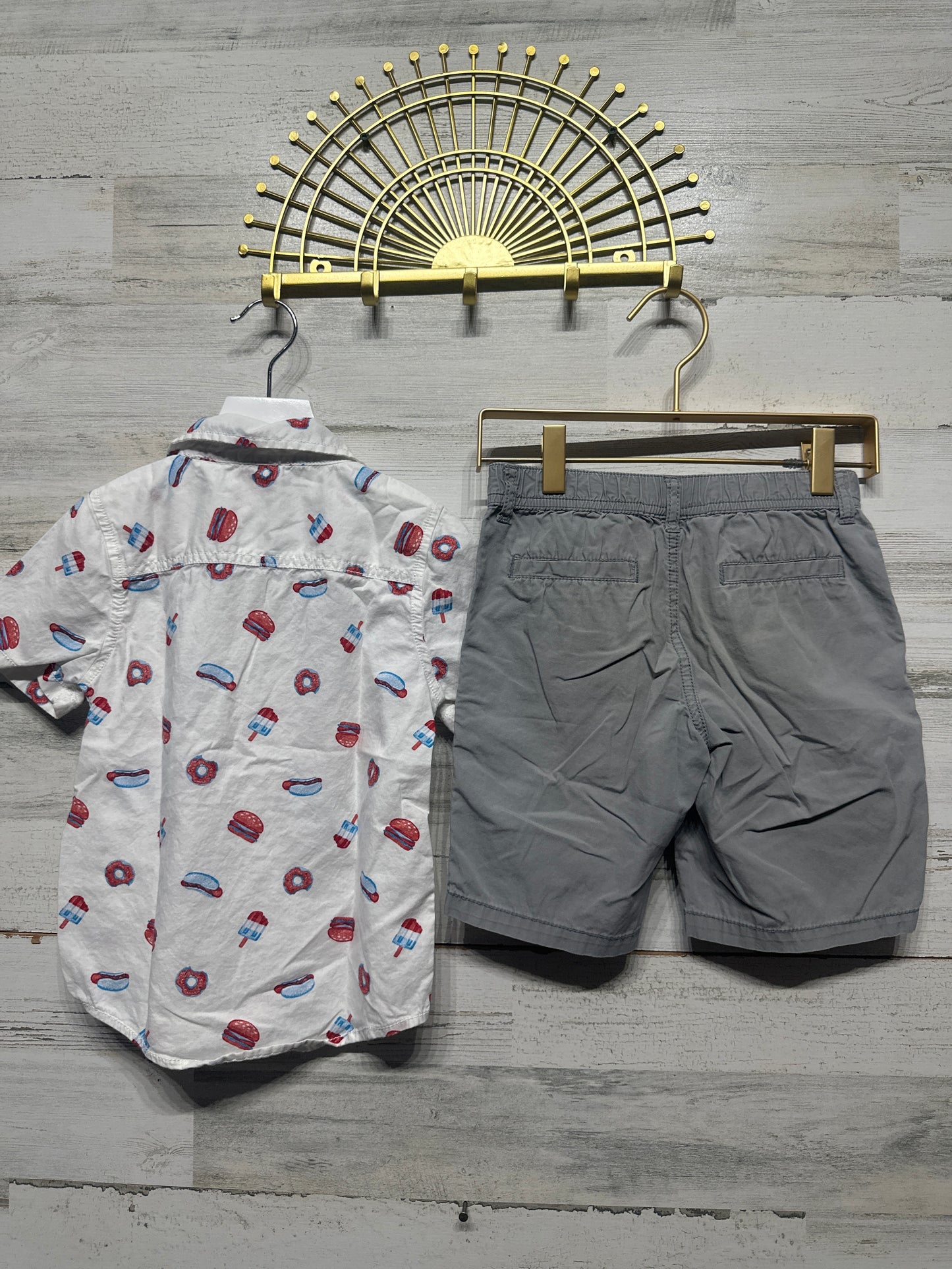Boys Size 5t Okie Dokie Shirt/Gymboree Shorts Outfit Set (2 Pieces) - Very Good Used Condition