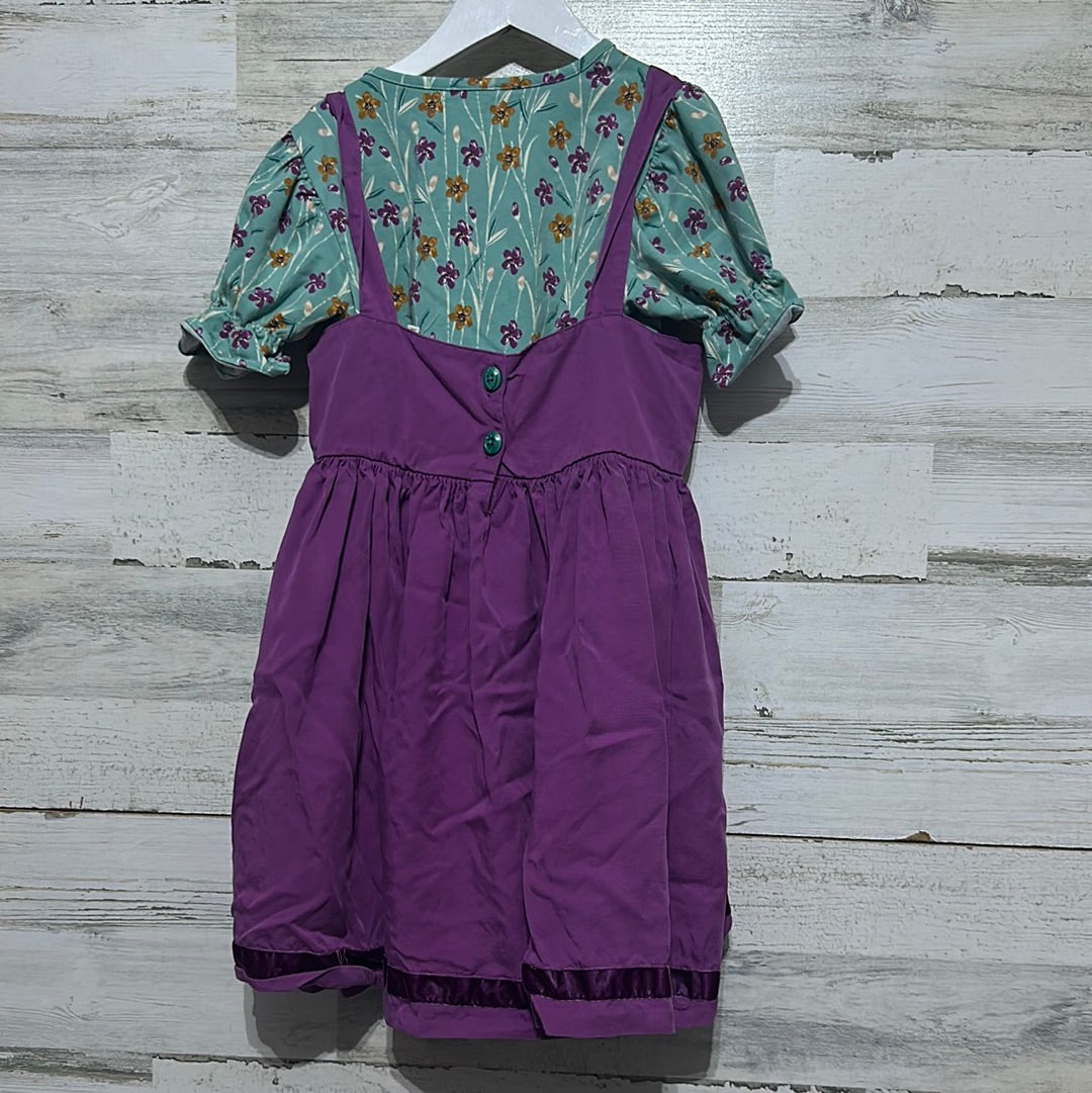 Girls Size 8 Finding Foxtale floral shirt with purple knot dress - very good used condition