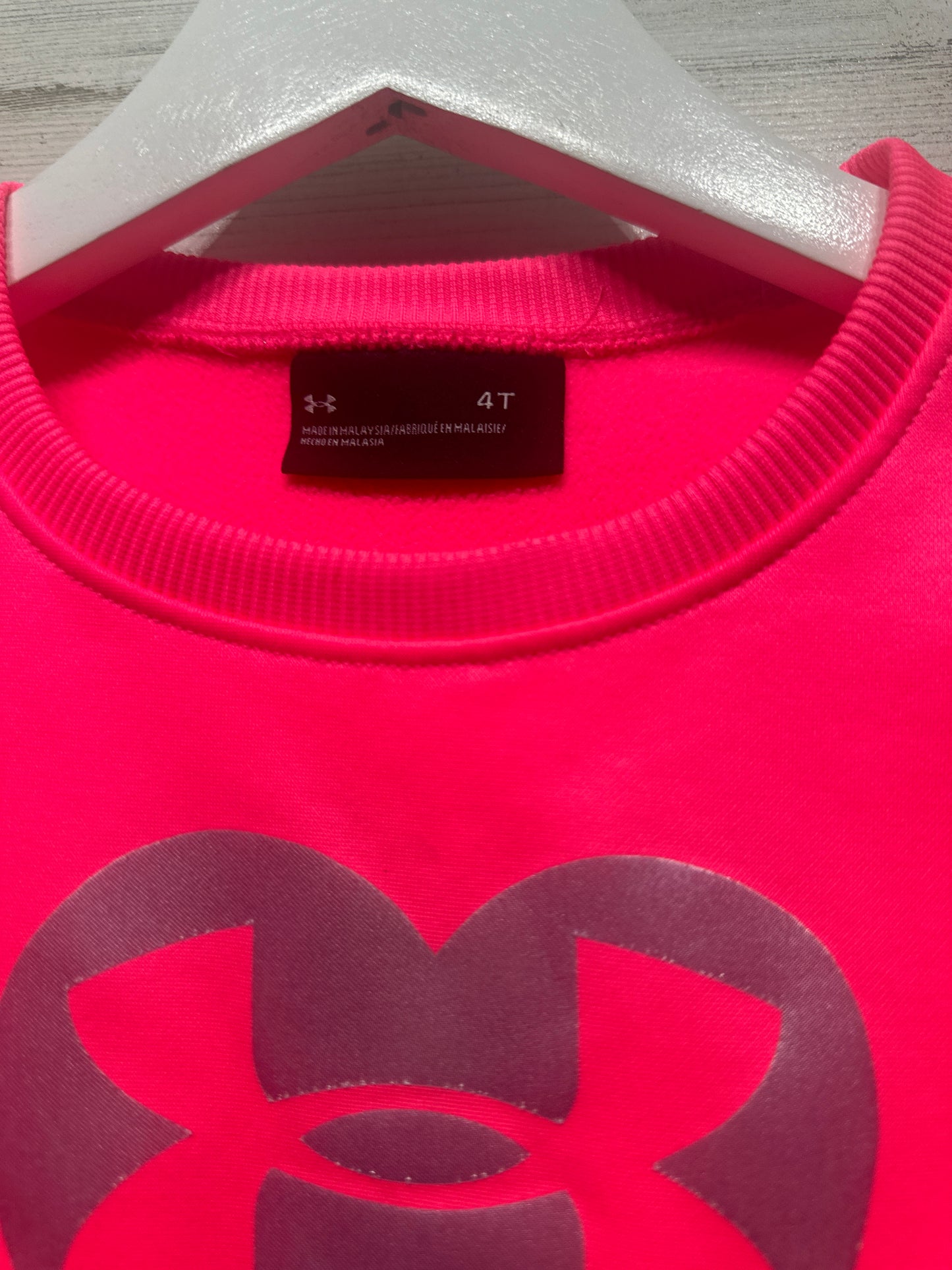 Girls Size 4t Under Armour Hot Pink Heart Sweatshirt - Play Condition