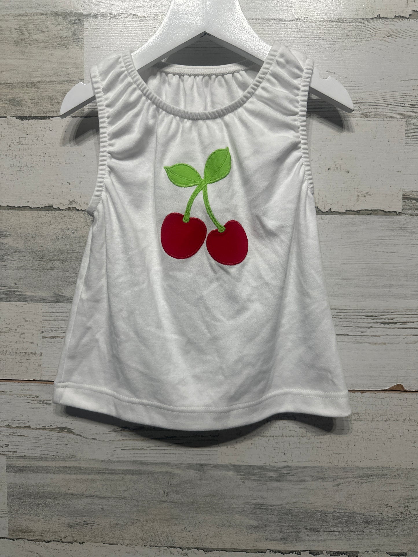 Girls Size 3-4 Kelly’s Kids Cherry Appliqué Sleeveless Shirt - Very Good Used Condition