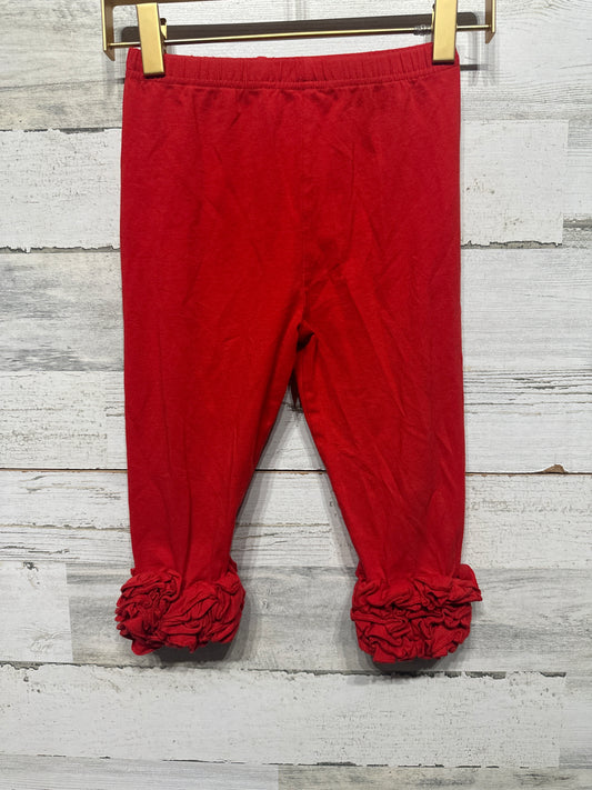 Girls Size 8 Jet + Jewels Red Ruffle Capri Pants - Good Used Condition