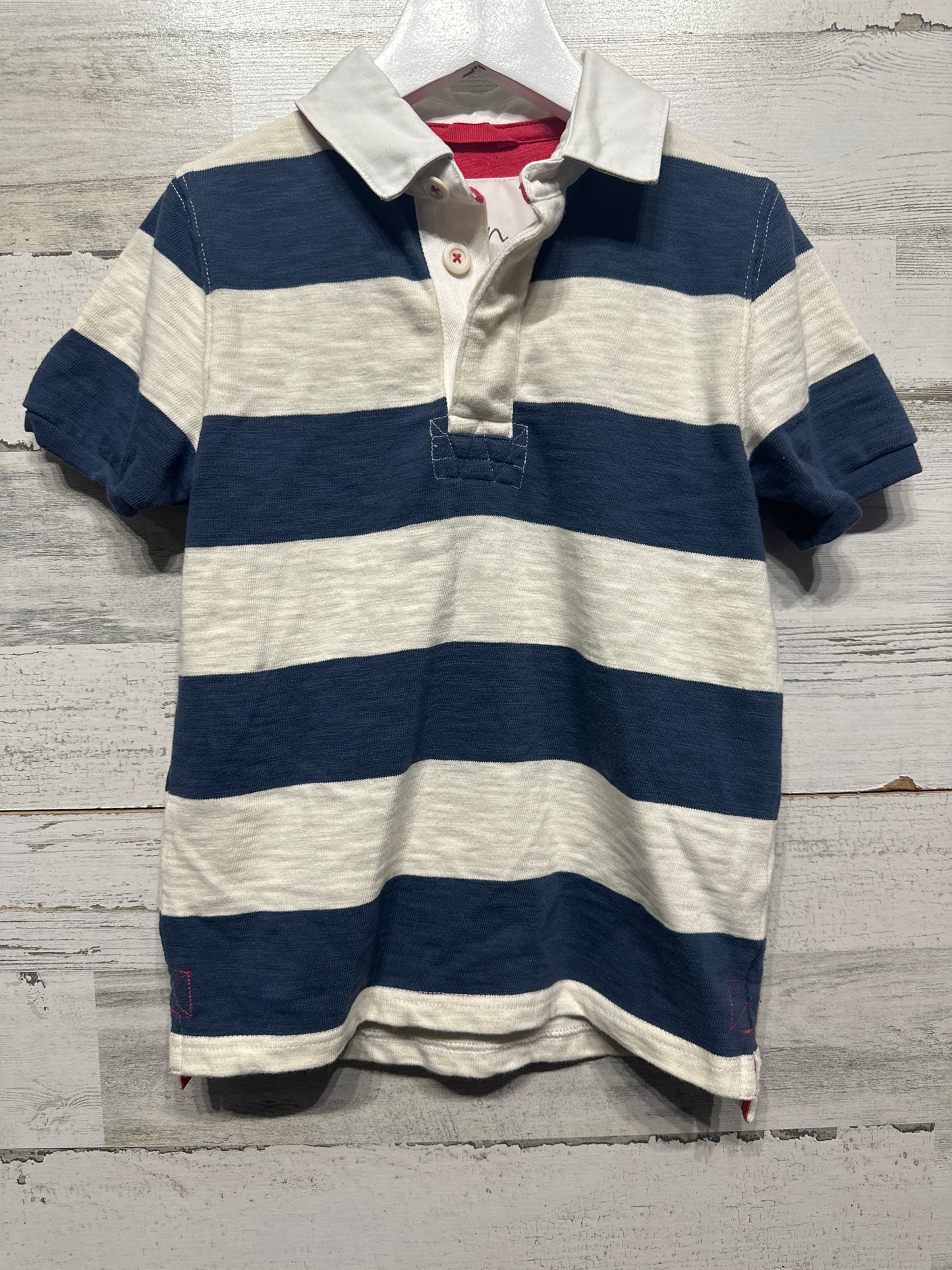 Boys Size 5-6 Years (116cm) Boden Navy Striped Collared Shirt - Good Used Condition