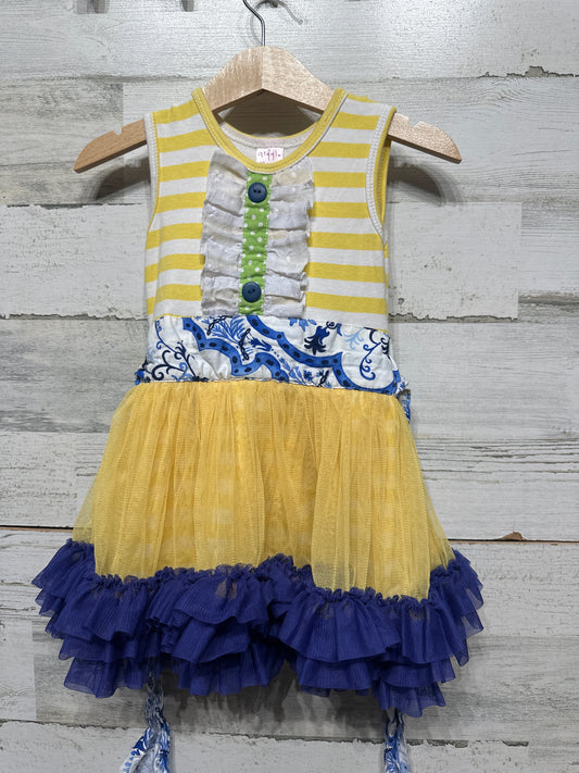 Girls Preowned Size 3t Giggle Moon Yellow and Blue Dress - Good Used Condition