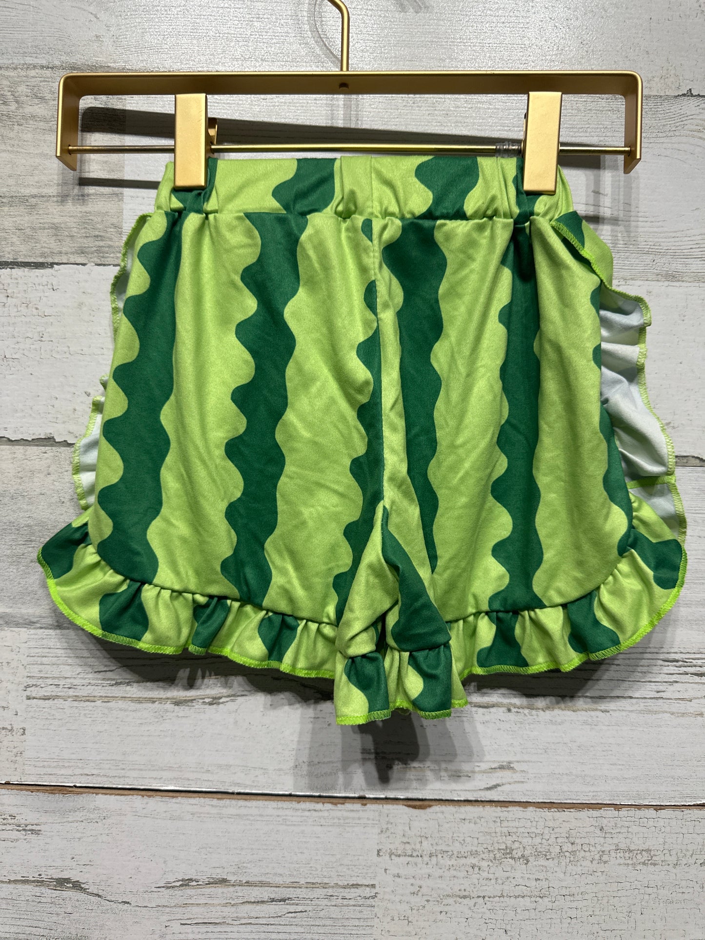 Girls Size 5/6 Green Watermelon Shorts - Good Used Condition