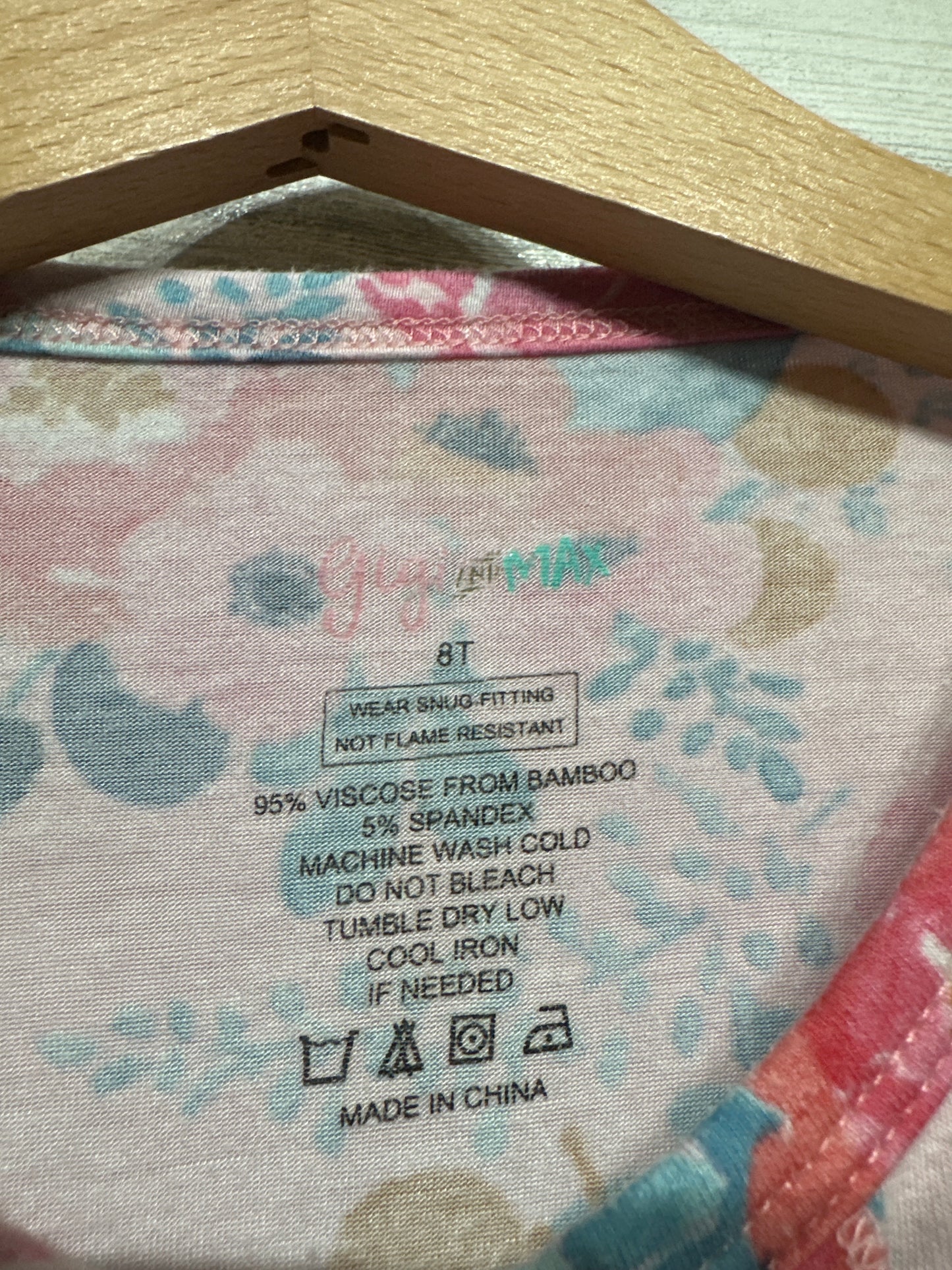 Bamboo Gigi & Max Floral Pajama Set - Girls Size 8 - Good Used Condition