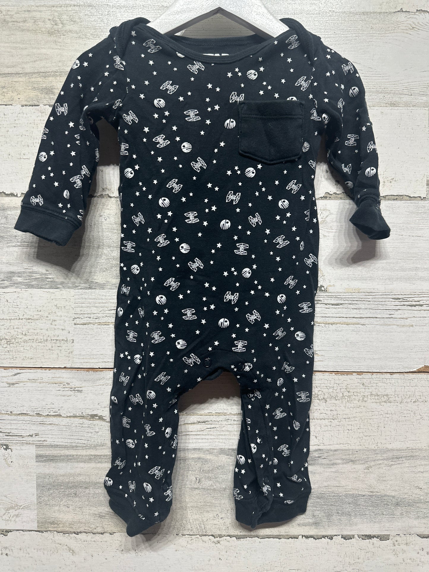 Boys Size 12m Star Wars Black Romper - Good Used Condition