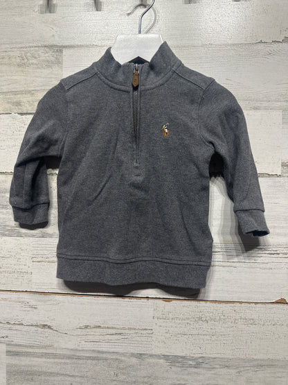 Boys Size 18m Ralph Lauren 18m Grey Quarter Zip Pullover - Good Used Condition