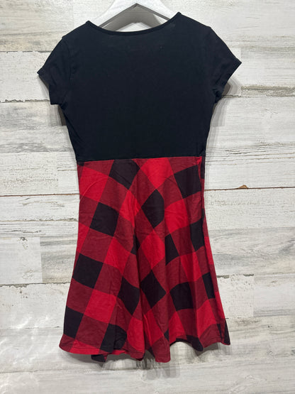 Girls Size 8 Medium Old Navy Black and Red Plaid Dress - Very Good Used Condition