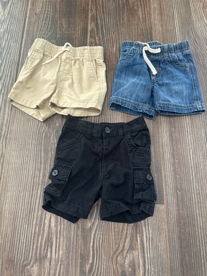 Boys Preowned Size 6-12m Shorts Lot (3 Pieces) - Very Good Used Condition