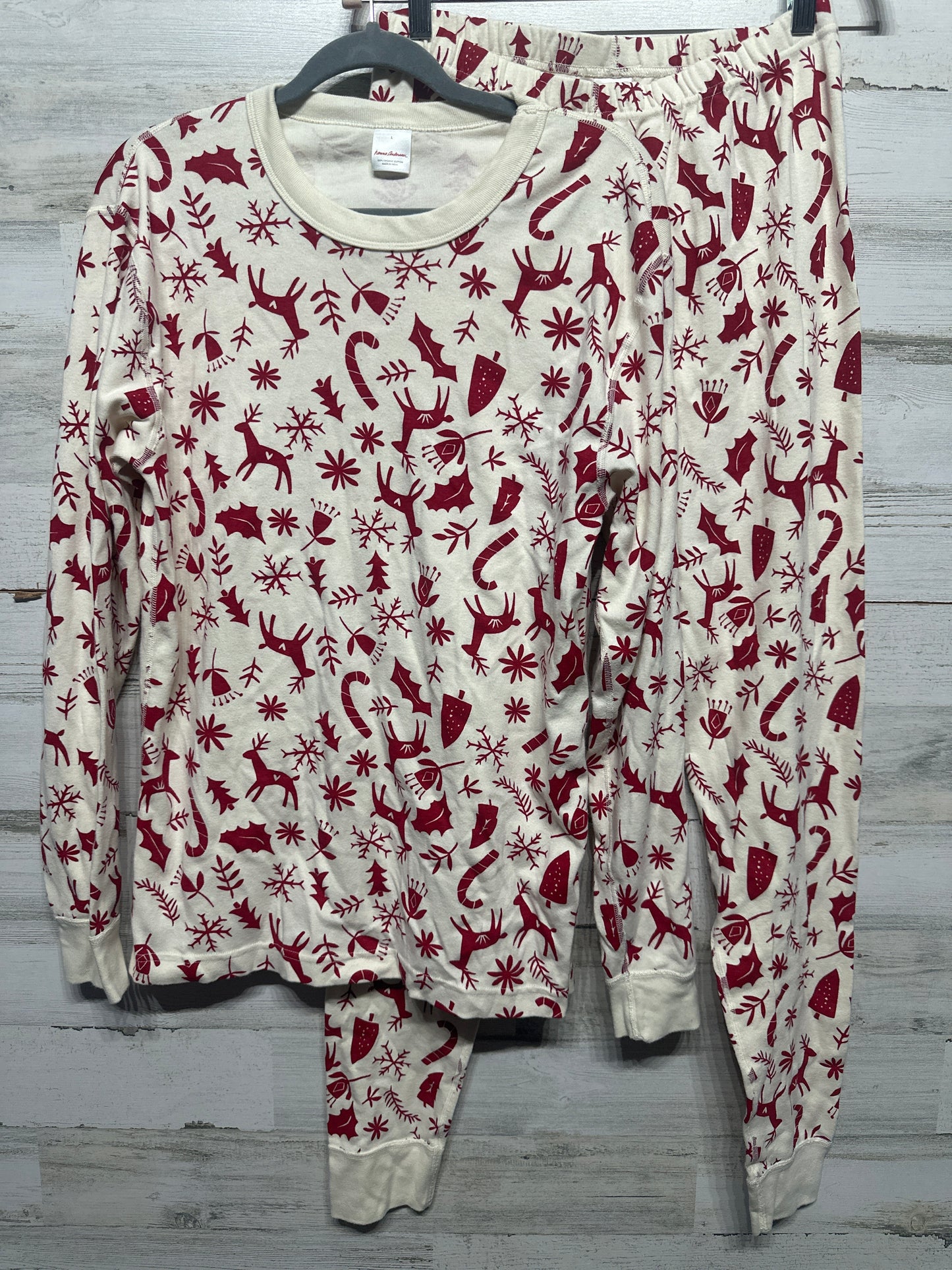 Hanna Andersson Organic Cotton Holiday Pajama Set Adult Size Large VGUC