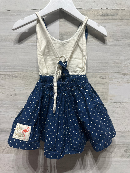 Girls Size 18m Rosa Flamenco Polka Navy Dot Dress - Good Used Condition