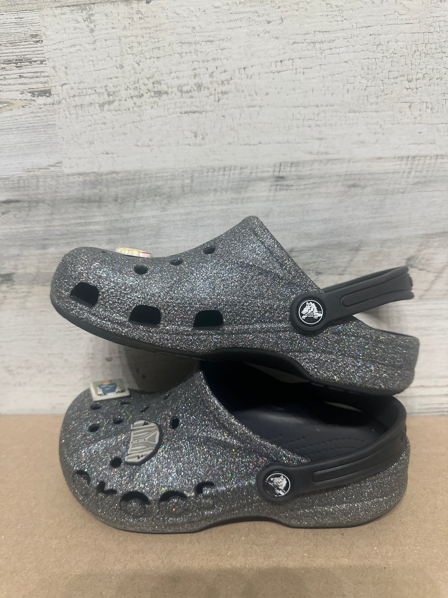 Girls Size J3 (Youth 3) Crocs Glitter Clogs - Very Good Used Condition