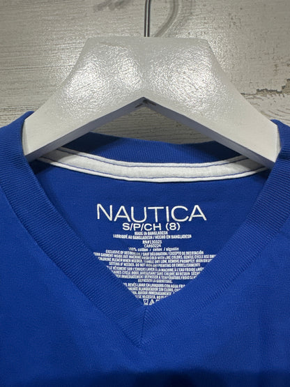 Boys Size Small (8) Nautica Blue Shirt - Good Used Condition