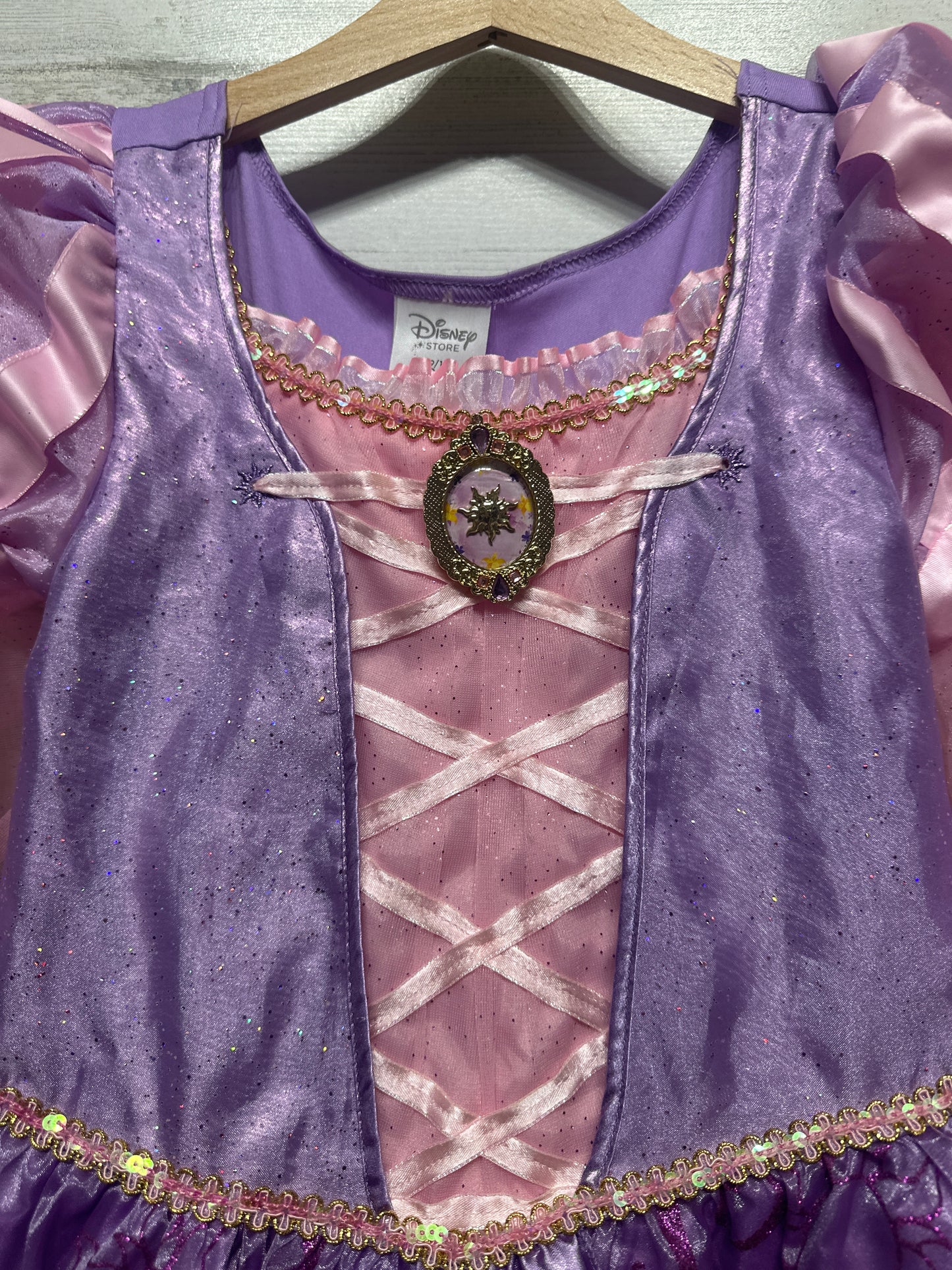 Girls Size 9-10 Years Disney Store Tangled Rapunzel Dress - Very Good Used Condition