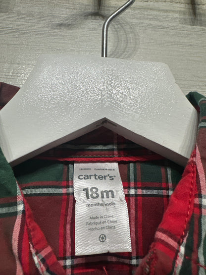 Size 18m Carter's Holiday Plaid Button Up Bodysuit- Very Good Used Condition