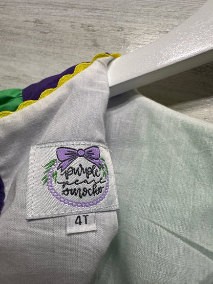 Girls Size 4t Purple Pearl Smocks Mardi Gras Set - Very Good Used Condition