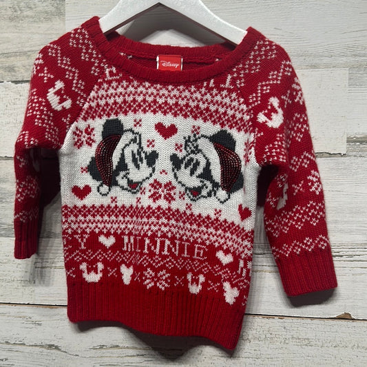 Girls Size 18m Disney Mickey and Minnie Holiday Sweater -Very Good Used Condition