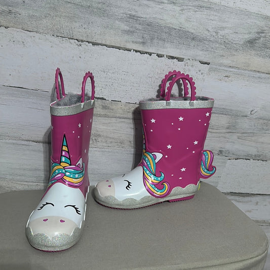 Girls Size 13/1 youth Western Chief fleece lined unicorn rain boots - good used condition