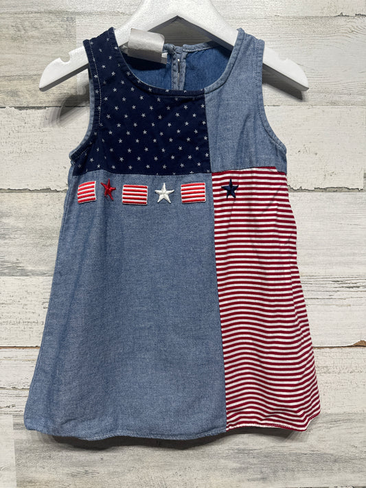 Girls Size 2t Bonnie Jean Stars and Stripes Patriotic Dress - Good Used Condition