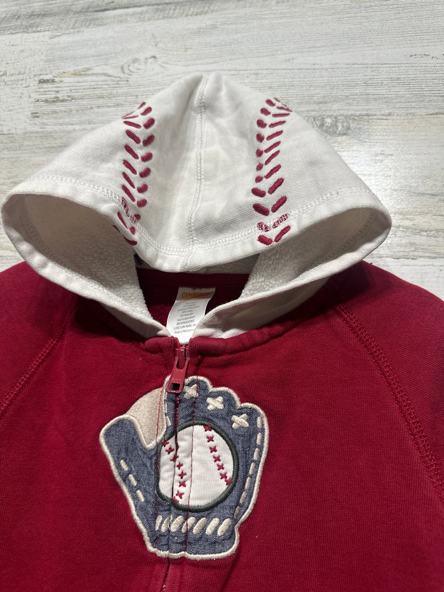 Boys Preowned Size 12-24m Gymboree Baseball Appliqué Hooded Jacket - Good Used Condition