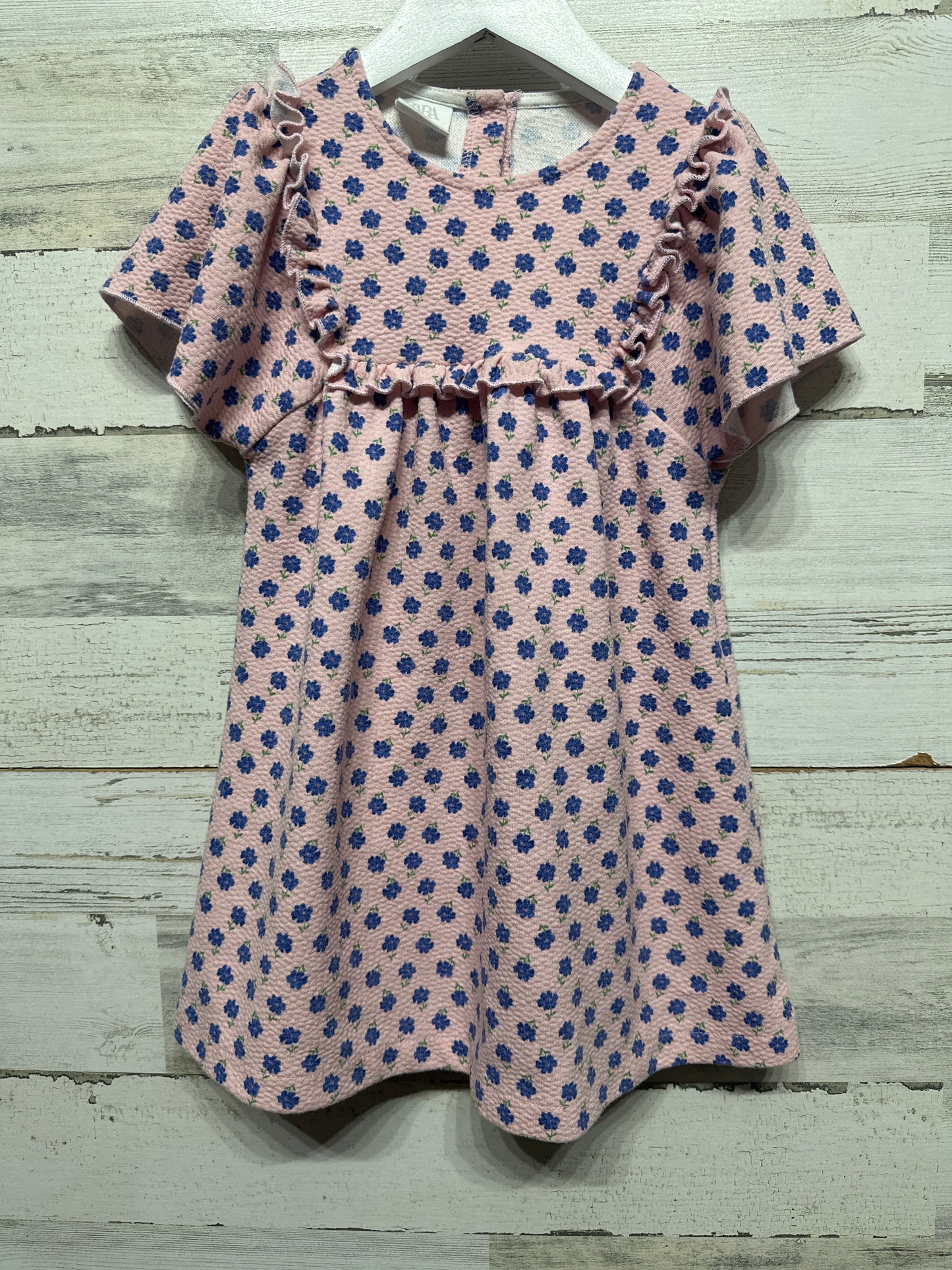 Girls Size 4 (104cm) Zara Pink and Blue Floral Dress - Very Good Used Condition