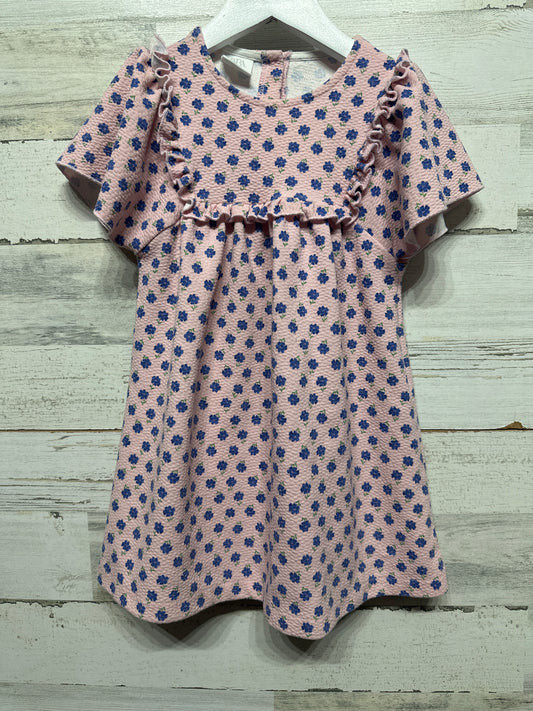 Girls Size 4 (104cm) Zara Pink and Blue Floral Dress - Very Good Used Condition