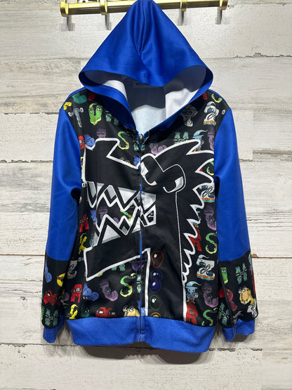 Boys Size 6-7 Alphabet Lore Hooded Zip Up Jacket - Good Used Condition