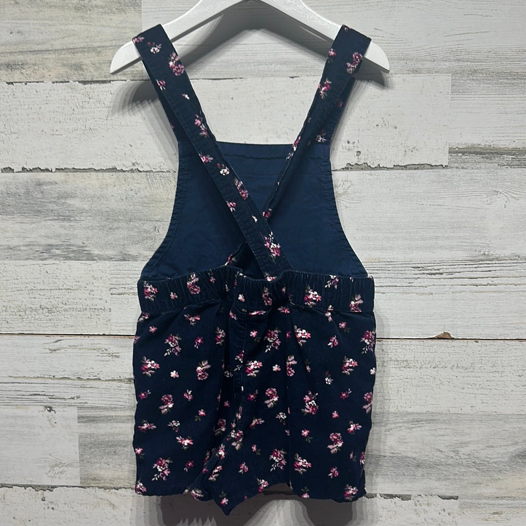 Girls Size 4/5 (XS) Annie Collection Navy Floral Cord Overalls - Very Good Used Condition