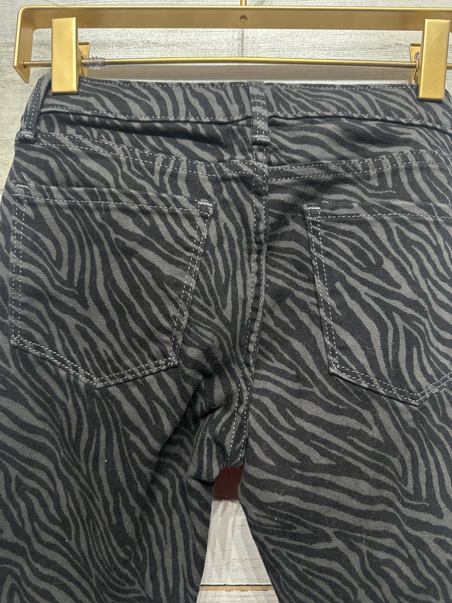 Girls Size 12 Slim Gap Super Skinny Zebra Stripe Jeans With Adjustable Waist - Very Good Used Condition