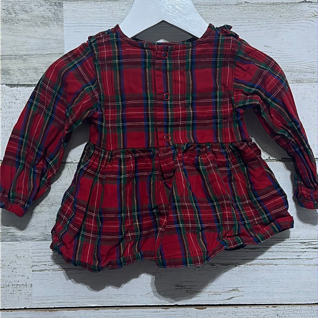 Girls Size 9m Crown and Ivy Baby Red Plaid Tunic - Good Used Condition