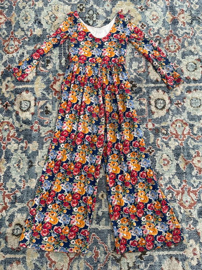 Sweet Honey Girls Size 6 Long Sleeve Floral Leggy Bamboo Romper GUC
